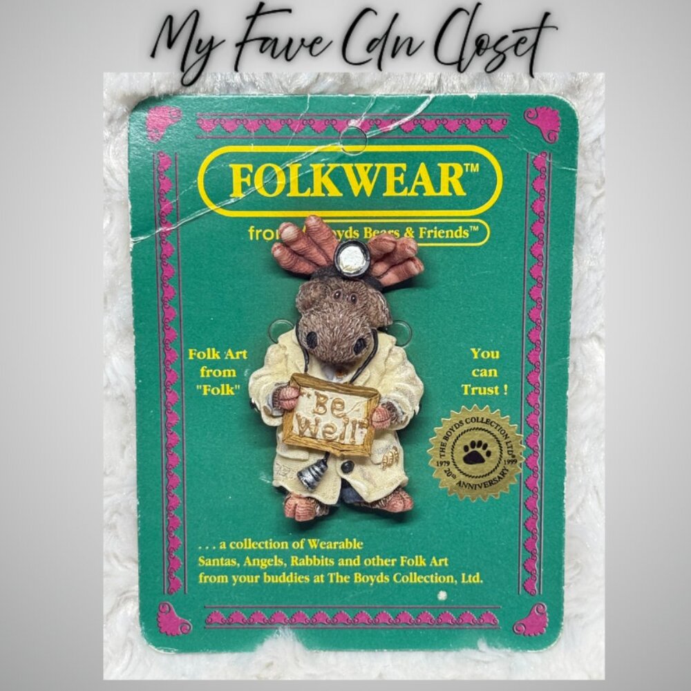 Vintage Boyds Bears Folkwear Brooch*#26327 Dr Mooselberry Moose